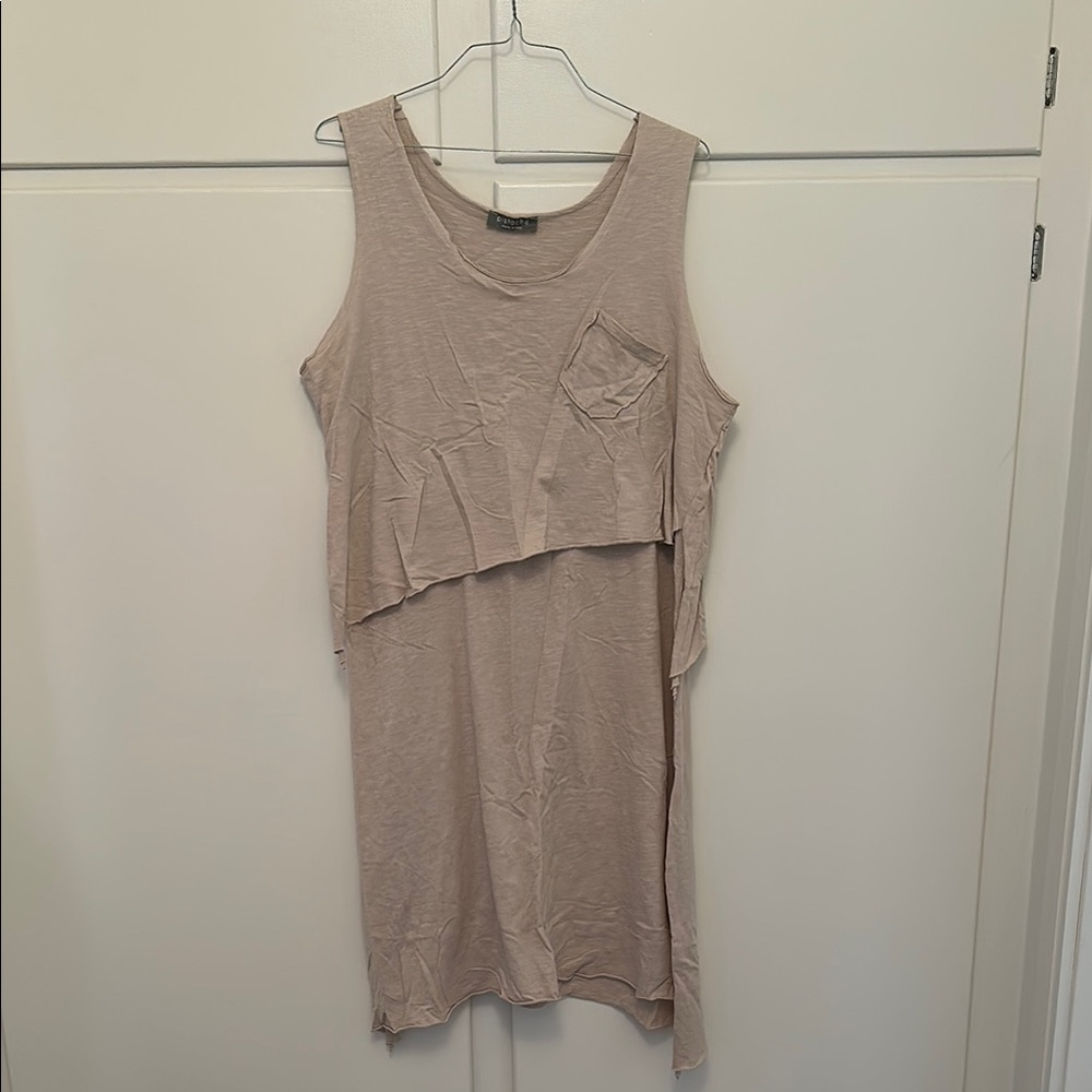 LIKE NEW Pistache Cotton Sleeveless Layered Beige Dress
